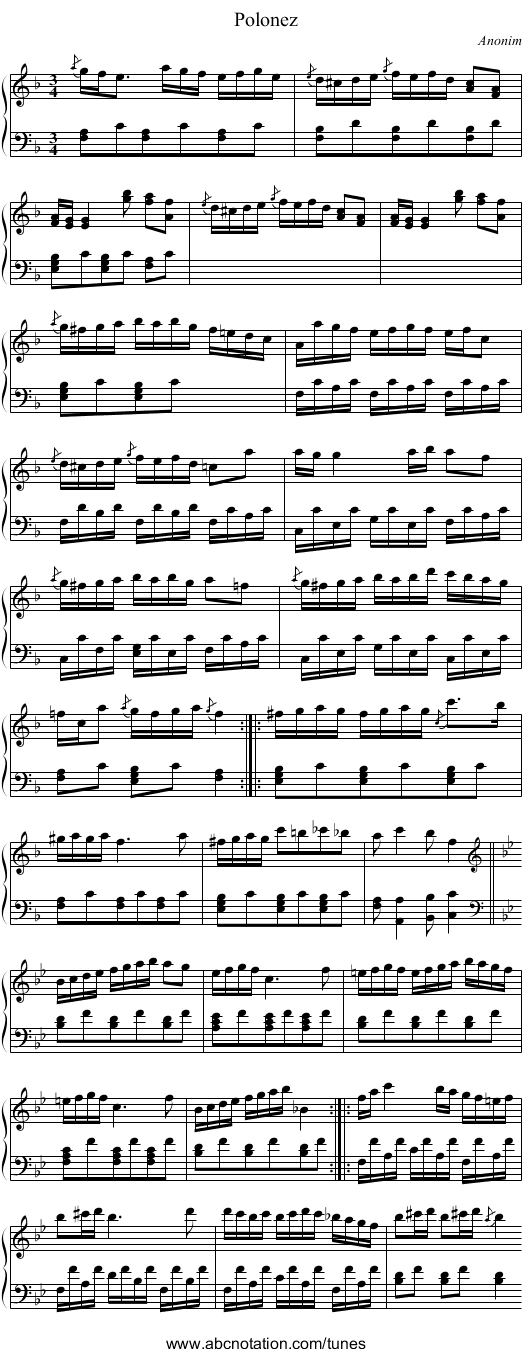 Polonez - staff notation