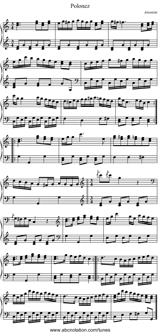 Polonez - staff notation