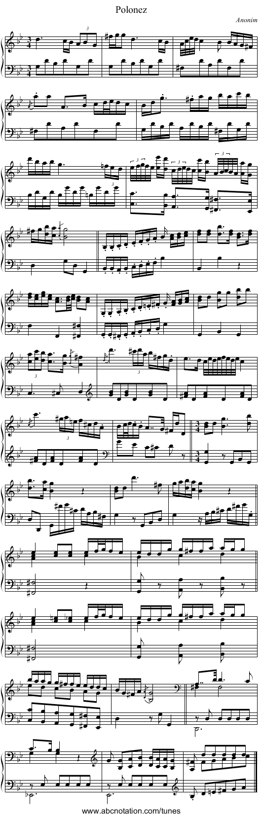 Polonez - staff notation