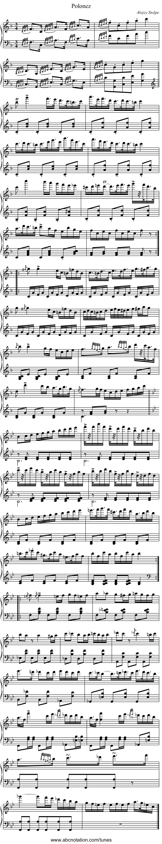 Polonez - staff notation