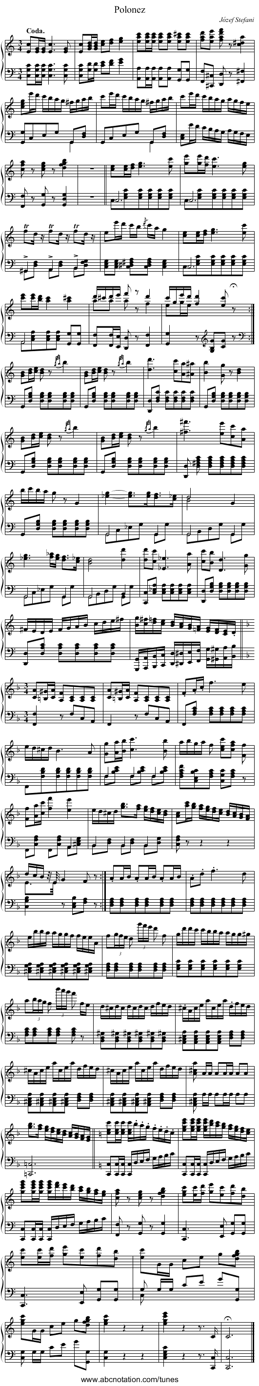 Polonez - staff notation