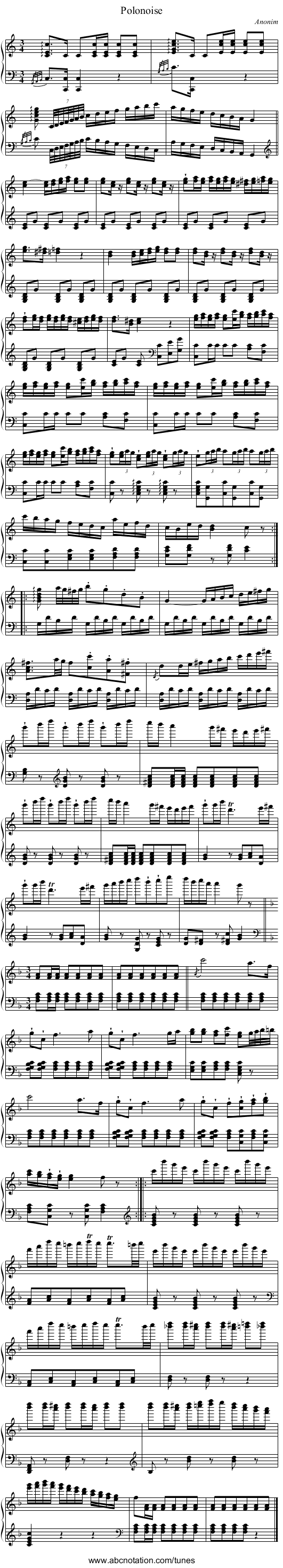 Polonoise - staff notation
