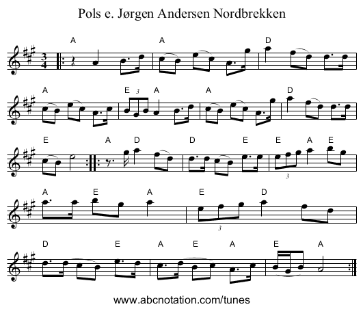 Pols e. Jørgen Andersen Nordbrekken - staff notation