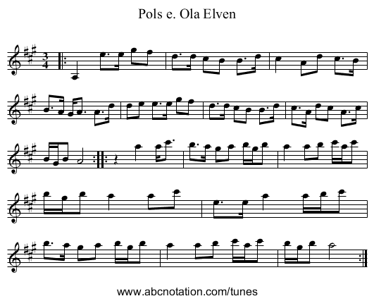 Pols e. Ola Elven - staff notation