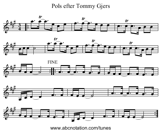 Pols efter Tommy Gjers - staff notation