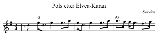 Pols etter Elvea-Karan - staff notation