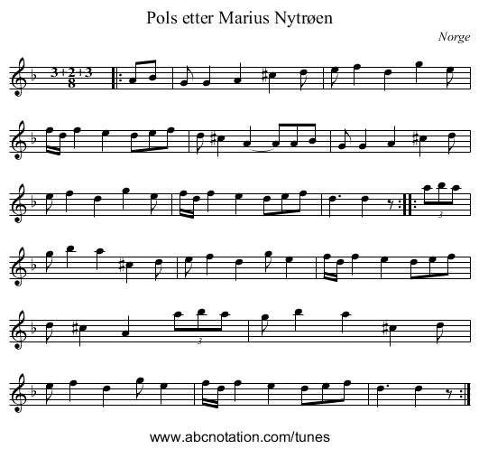 Pols etter Marius Nytrøen - staff notation