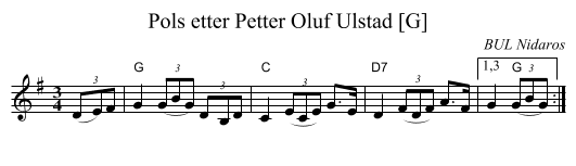 Pols etter Petter Oluf Ulstad [G] - staff notation