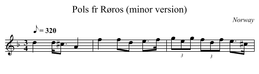 Pols fr Røros (minor version) - staff notation