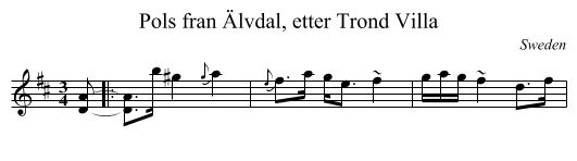 Pols fran &Auml;lvdal, etter Trond Villa - staff notation