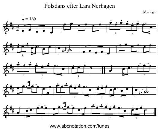 Polsdans efter Lars Nerhagen - staff notation