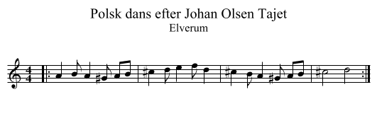Polsk dans efter Johan Olsen Tajet - staff notation