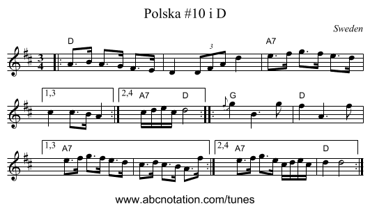 Polska #10 i D - staff notation