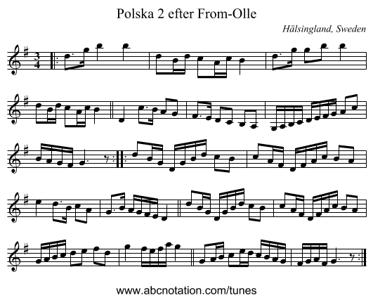 Polska 2 efter From-Olle - staff notation
