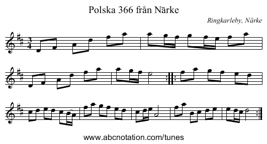 Polska 366 från Närke - staff notation
