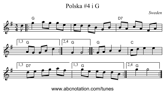 Polska #4 i G - staff notation