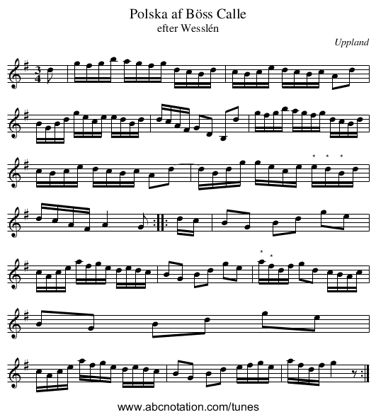 Polska af Böss Calle - staff notation