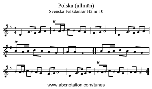 Polska (allmän) - staff notation