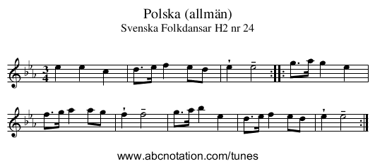 Polska (allmän) - staff notation