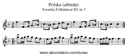 Polska (allmän) - staff notation