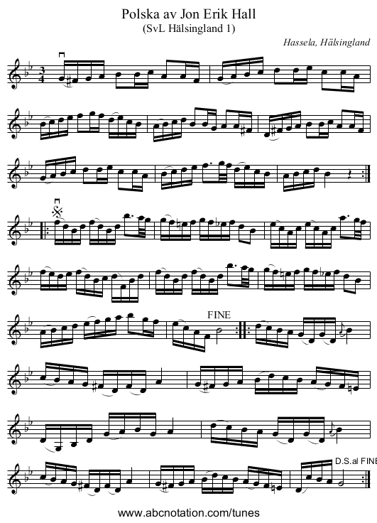Polska av Jon Erik Hall - staff notation