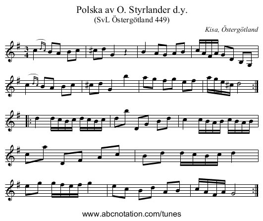 Polska av O. Styrlander d.y. - staff notation