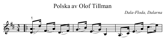 Polska av Olof Tillman - staff notation