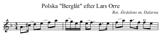 Polska Berglåt efter Lars Orre - staff notation