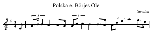 Polska e. Börjes Ole - staff notation
