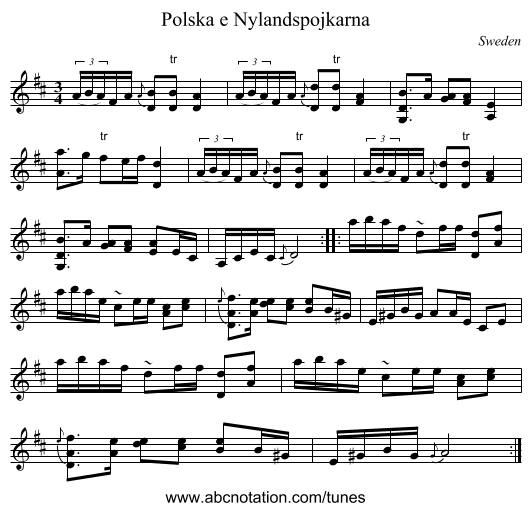 Polska e Nylandspojkarna - staff notation