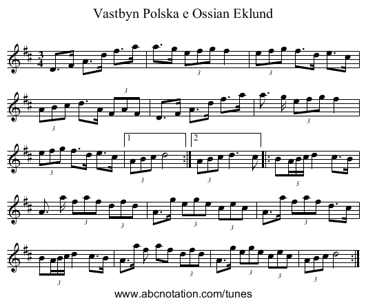 Polska e Ossian Eklund, Vastbyn - staff notation