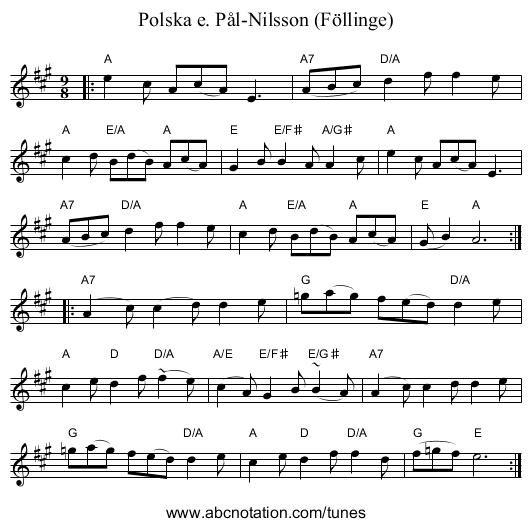 Polska e. Pål-Nilsson (Föllinge) - staff notation