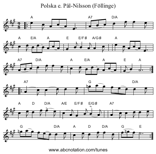 Polska e. P&aring;l-Nilsson (F&ouml;llinge) - staff notation