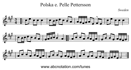 Polska e. Pelle Pettersson - staff notation