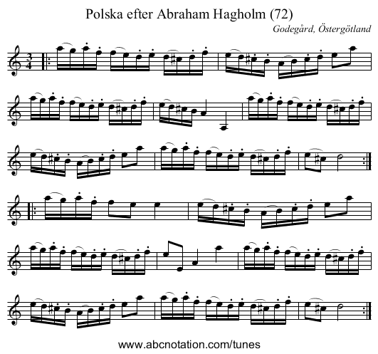 Polska efter Abraham Hagholm (72) - staff notation