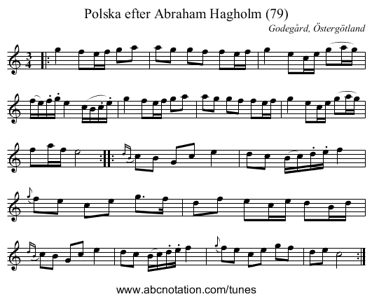 Polska efter Abraham Hagholm (79) - staff notation