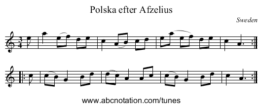Polska efter Afzelius - staff notation