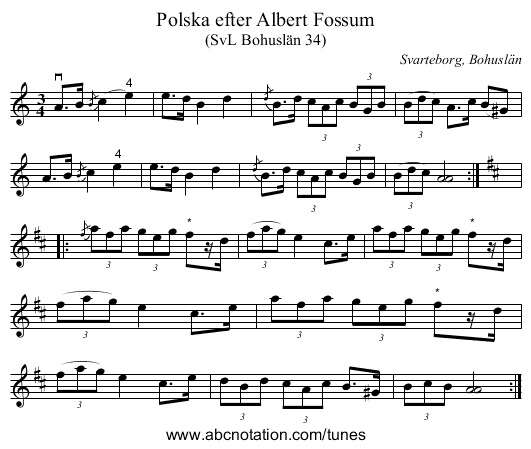 Polska efter Albert Fossum - staff notation