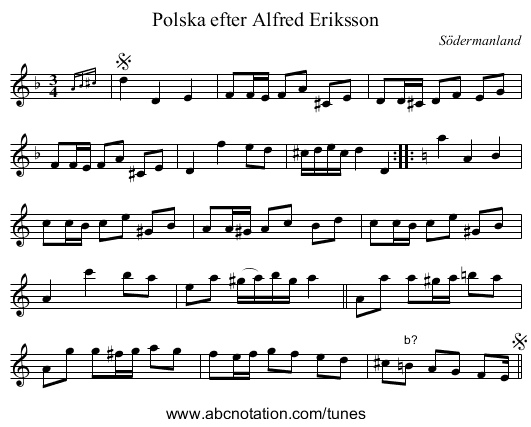 Polska efter Alfred Eriksson - staff notation