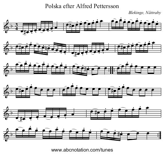 Polska efter Alfred Pettersson - staff notation