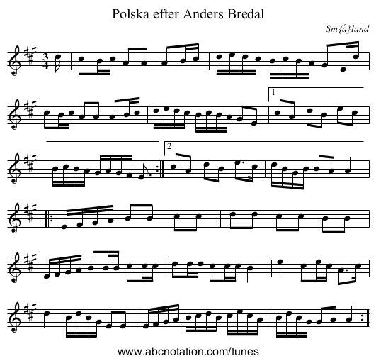 Polska efter Anders Bredal - staff notation
