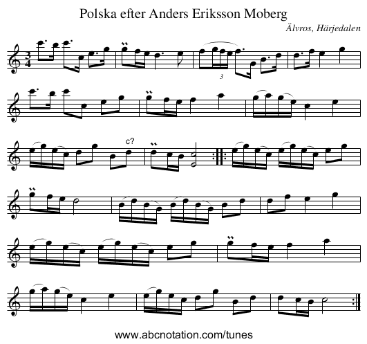 Polska efter Anders Eriksson Moberg - staff notation