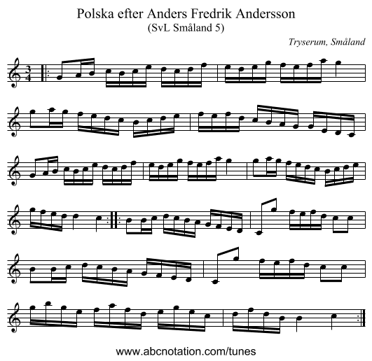 Polska efter Anders Fredrik Andersson - staff notation