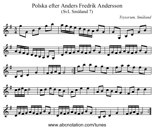 Polska efter Anders Fredrik Andersson - staff notation