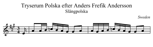 Polska efter Anders Frefik Andersson, Tryserum - staff notation