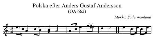 Polska efter Anders Gustaf Andersson - staff notation