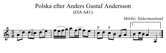 Polska efter Anders Gustaf Andersson - staff notation