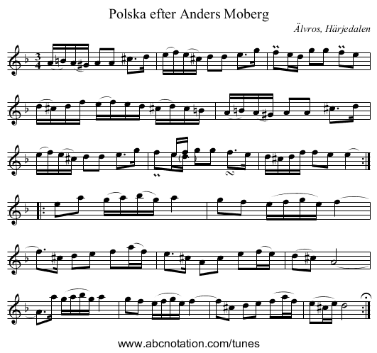 Polska efter Anders Moberg - staff notation