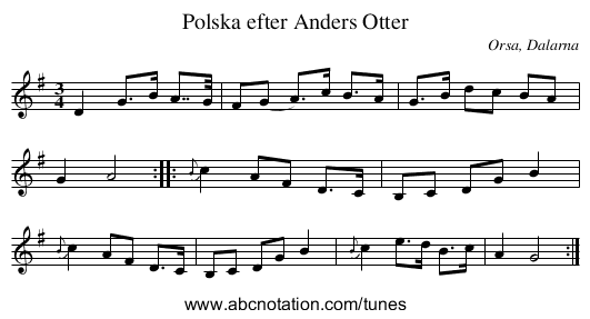 Polska efter Anders Otter - staff notation
