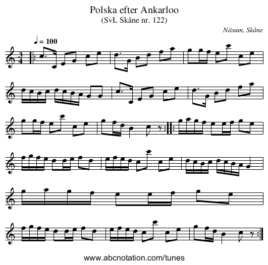 Polska efter Ankarloo - staff notation